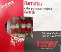 Barrette roses et marguerites base blanche Bte 12